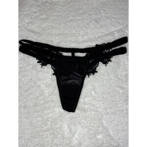 NWT Hanky Panky After Midnight Black Sheer Lace Thong Panty M-L